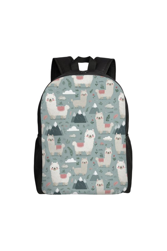 Llamas and Mountains Backpack with 15 Inch Laptop Compartment,Water-Resistant Daypack, Large Capacity Backpack with Adjustable Breathable Shoulder Straps for Daily Use Travel Gym