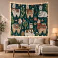 thumbnail image 1 of Llamas with Scarves on Deep Green Background, Whimsical Folk Art for Animal Lovers, Festive Holiday Wall Decor Christmas Gift Tapestry Wall Hanging for Living Room and Bedroom, 1 of 7