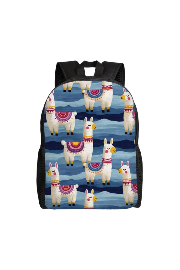 Llamas in Winter Backpack with 15 Inch Laptop Compartment,Water-Resistant Daypack, Large Capacity Backpack with Adjustable Breathable Shoulder Straps for Daily Use Travel Gym