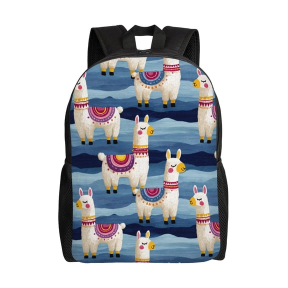 Llamas in Winter Backpack with 15 Inch Laptop Compartment,Water-Resistant Daypack, Large Capacity Backpack with Adjustable Breathable Shoulder Straps for Daily Use Travel Gym