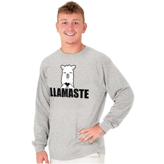 Llamaste Namaste Spiritual Llama Plus Size Long Sleeve Graphic Tee Shirt Brisco Brands 2X