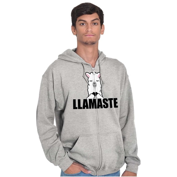 Llamaste Namaste Spiritual Llama Unisex Fleece Graphic Zip Up Hoodie Brisco Brands 2X