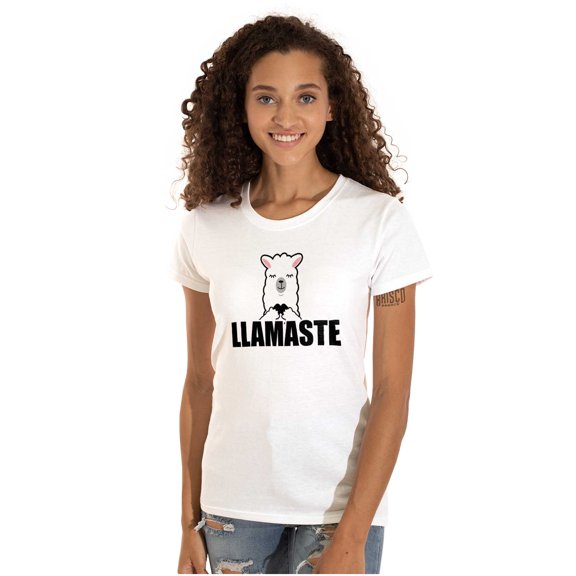 Llamaste Namaste Spiritual Llama Womens Slim Fit Graphic Tee Brisco Brands L