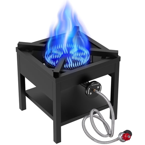 Frizi 1-Burner Propane Gas Outdoor Stove, 260000 BTU Camping Stove, 0-20 PSI Adjustable Regulator & Steel-Braided Hose
