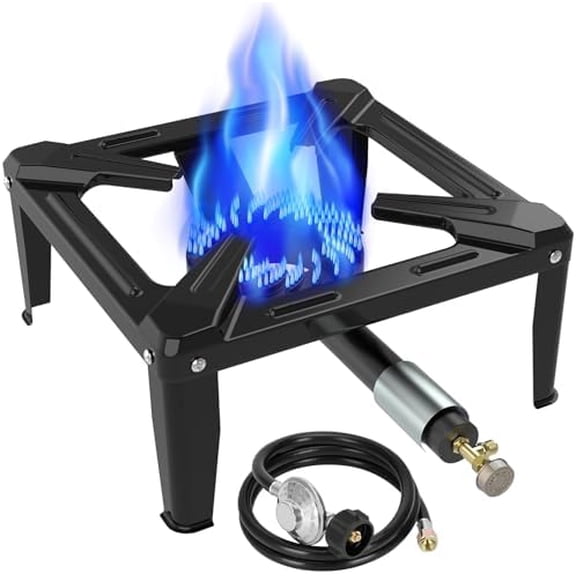 Llamaviva Portable Propane Burner, 5.95 lbs Lightweight Single Burner Outdoor Stove with Hose, Heavy-Duty Steel Construction for Camping, Tailgating, Picnics & Backyard Cooking