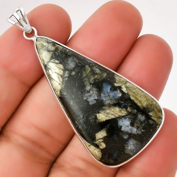 Llanite Blue Opal Crystal Sphere 925 Sterling Silver Pendant Jewelry P-1001 SDP128900