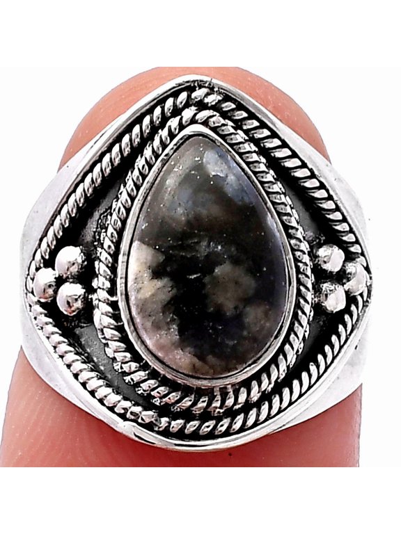 Llanite Blue Opal Crystal Sphere 925 Sterling Silver Ring s.6 Jewelry R-1312 SDR221587