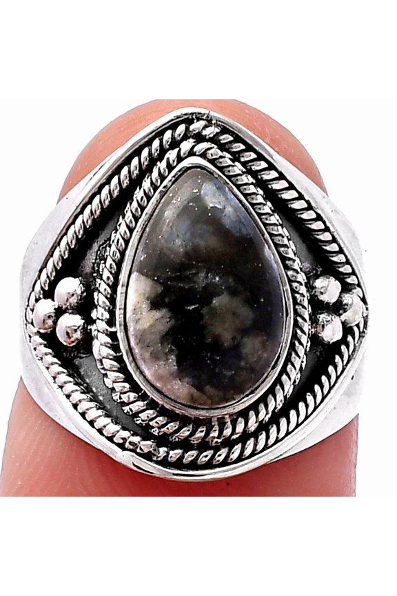 Llanite Blue Opal Crystal Sphere 925 Sterling Silver Ring s.6 Jewelry R-1312 SDR221587
