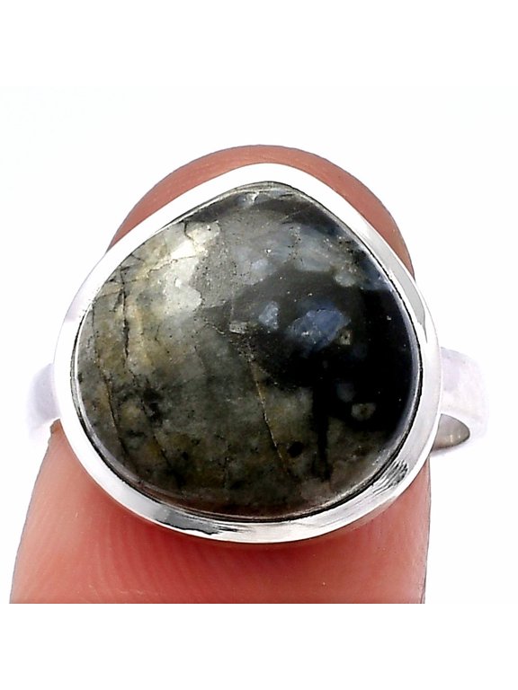 Llanite Blue Opal Crystal Sphere 925 Sterling Silver Ring s.7.5 Jewelry R-1004 SDR216712