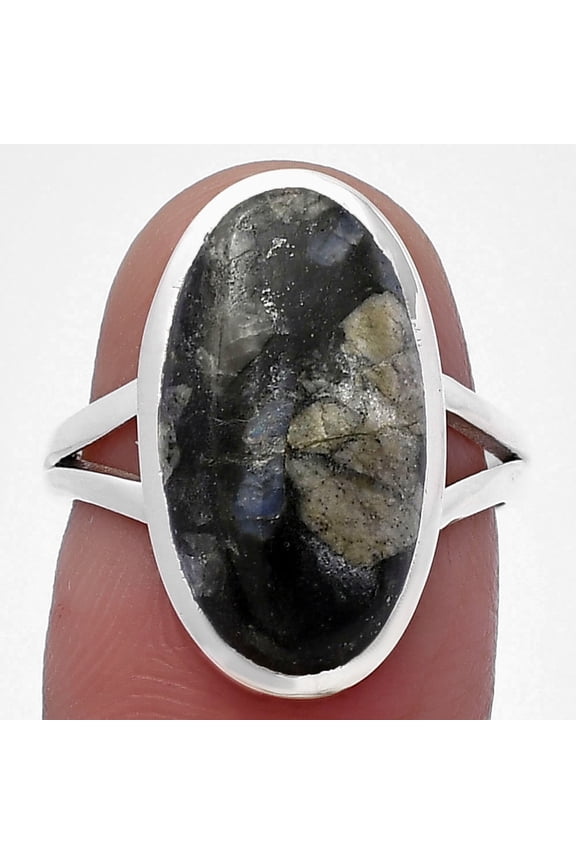 Llanite Blue Opal Crystal Sphere 925 Sterling Silver Ring s.7 Jewelry R-1002 SDR216576