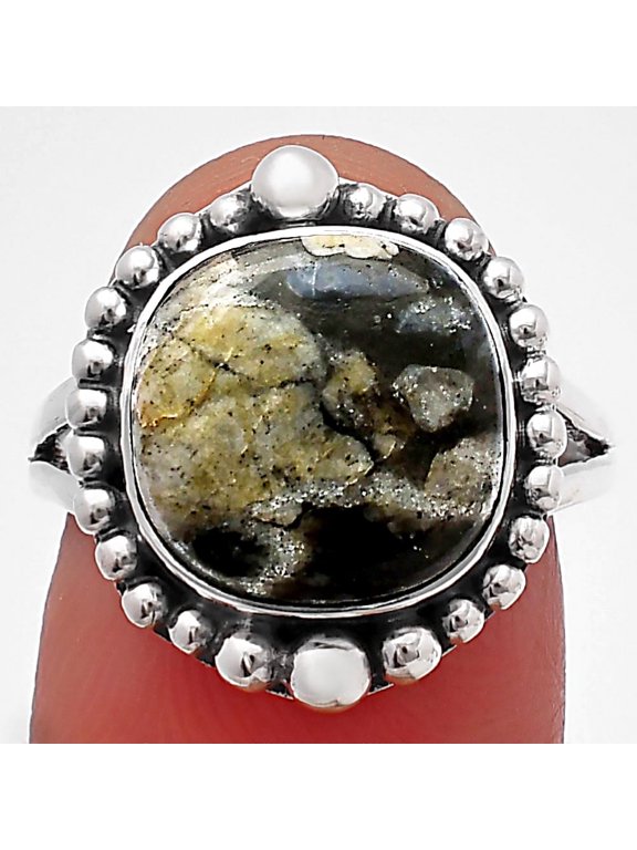 Llanite Blue Opal Crystal Sphere 925 Sterling Silver Ring s.7 Jewelry R-1154 SDR213944