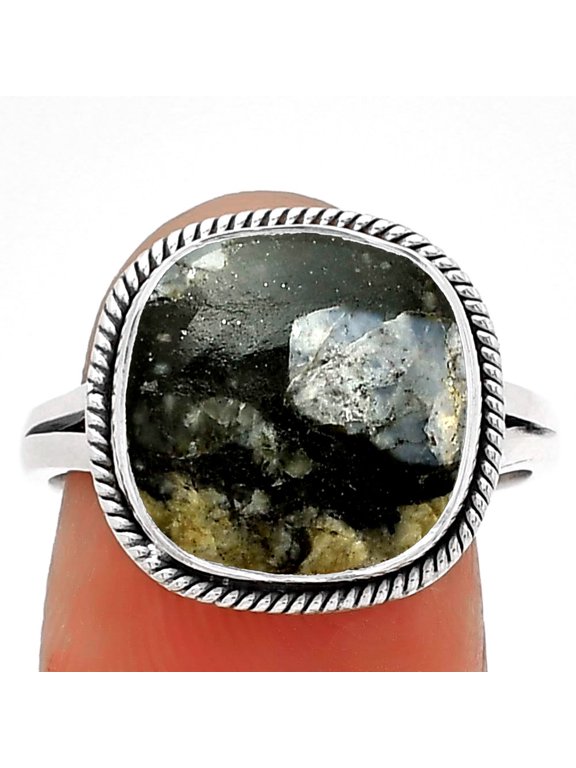 Llanite Blue Opal Crystal Sphere 925 Sterling Silver Ring s.8.5 Jewelry R-1010 SDR181435