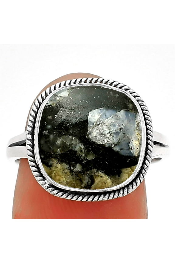 Llanite Blue Opal Crystal Sphere 925 Sterling Silver Ring s.8.5 Jewelry R-1010 SDR181435