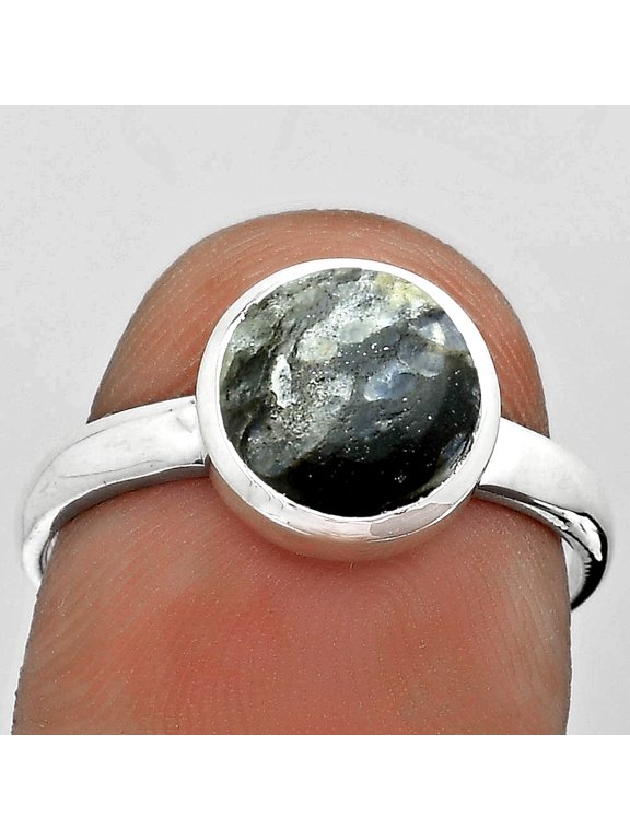 Llanite Blue Opal Crystal Sphere 925 Sterling Silver Ring s.8 Jewelry R-1004 SDR181623