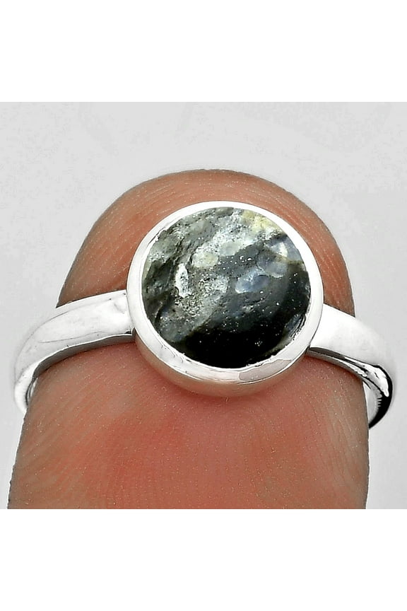 Llanite Blue Opal Crystal Sphere 925 Sterling Silver Ring s.8 Jewelry R-1004 SDR181623