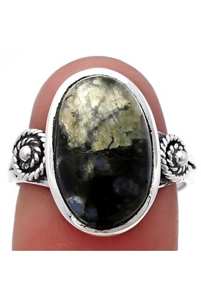 Llanite Blue Opal Crystal Sphere 925 Sterling Silver Ring s.8 Jewelry R-1062 SDR214621