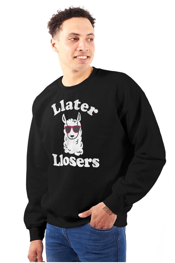 Llater Losers Nerdy Geeky Cute Llama Sweatshirt for Men or Women Brisco Brands M