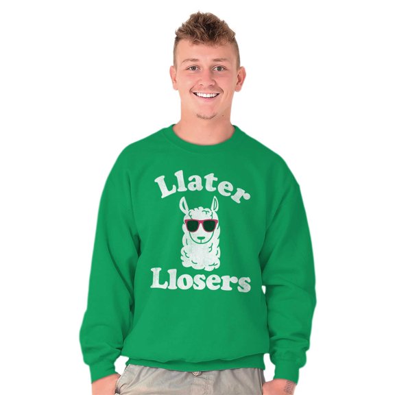 Llater Losers Nerdy Geeky Cute Llama Sweatshirt for Men or Women Brisco Brands M