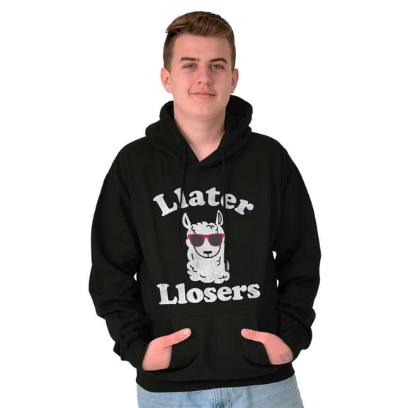 Llater Losers Nerdy Geeky Cute Llama Unisex Plus Fleece Graphic Hoodie Brisco Brands 2X