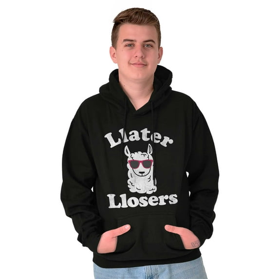 Llater Losers Nerdy Geeky Cute Llama Unisex Plus Fleece Graphic Hoodie Brisco Brands 2X