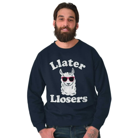 Llater Losers Nerdy Geeky Cute Llama Unisex Plus Fleece Graphic Sweatshirt Brisco Brands 3X