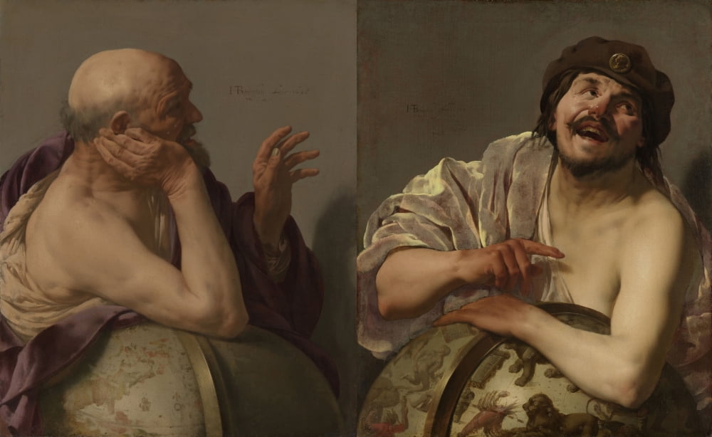 Lled The Crying Philosopher And Laughing Philosopher Conjectural Portraits By Hendrick Ter Brugghen Canvas Art - (24 x 18)