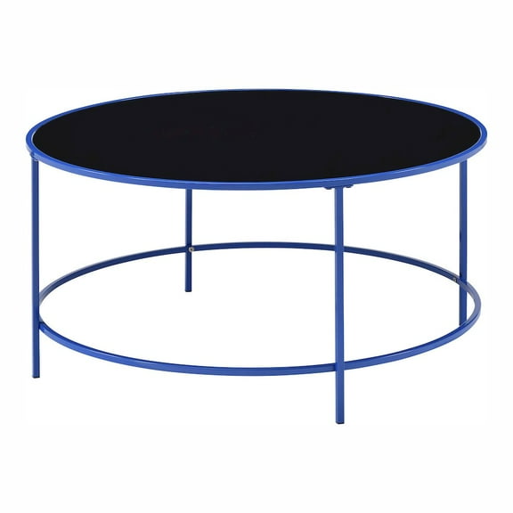 Furniture of America Rockbel Contemporary Glass Top Round Coffee Table