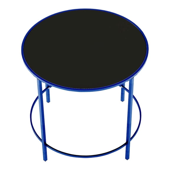 Llewellyn Glass Top Round Side Table, Blue