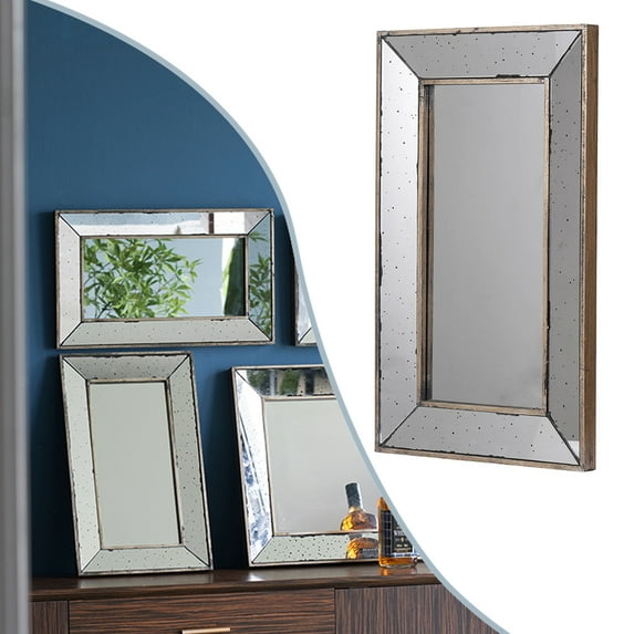 Llinc Store 16.5" x 24" Antique Rectangle Wall Mirror Decor, Decorative Mirrored Display Tray, Hanging Wall Decorations for Living Room, Entryway, Bedroom Wall