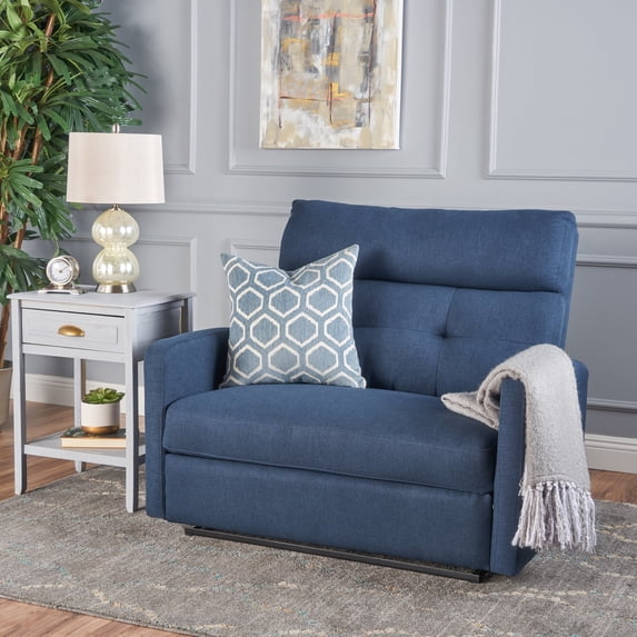 Llinc Store 2 Seater Recliner Sofa, Reclining Loveseat with Nail Tufted Design, Double Home Theater Seating for Living Room, RV Couch, Navy Blue