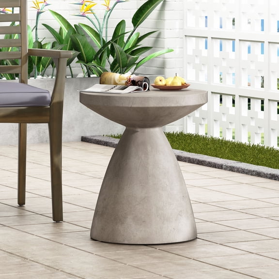 Llinc Store 20.25" Height Outdoor Decorational End Table, Lightweight Minimalist Concrete Design Side Table