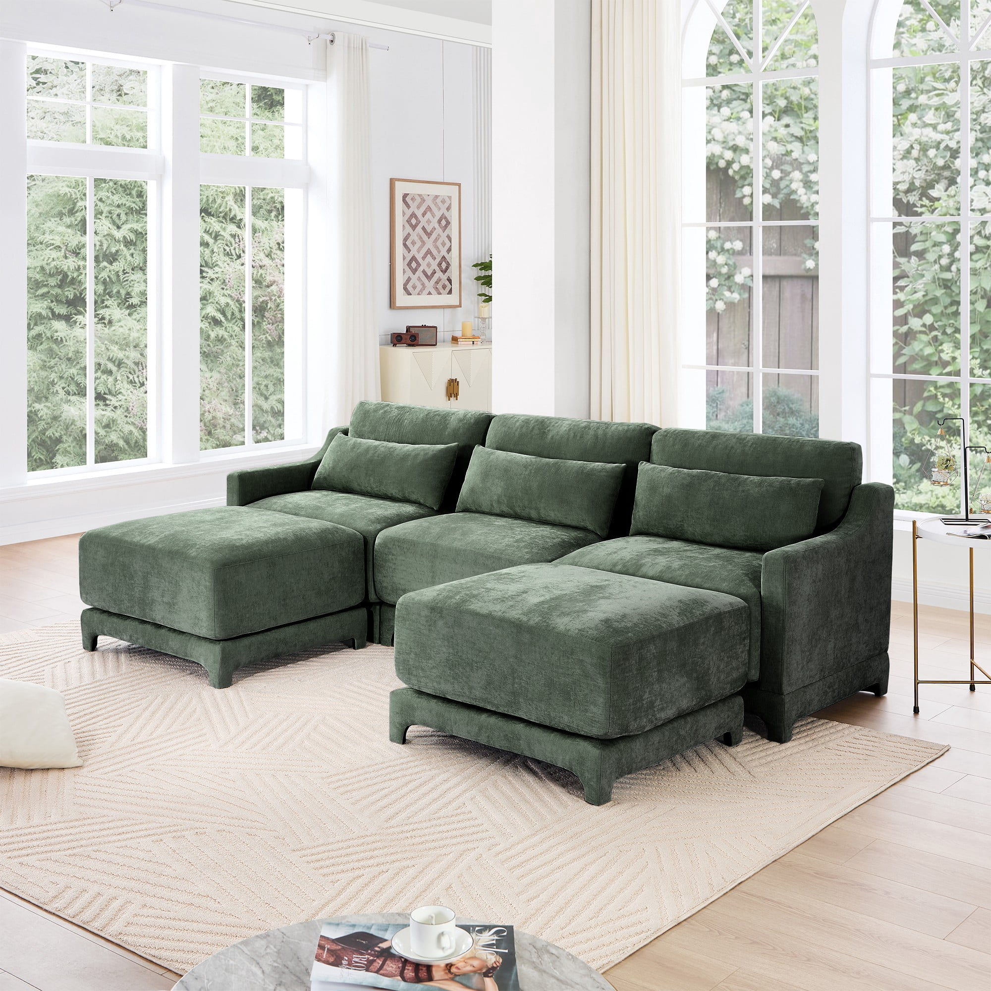 Llinc Store 3-Seater Living Room Furniture Sets with 2 Ottoman, Modular ...