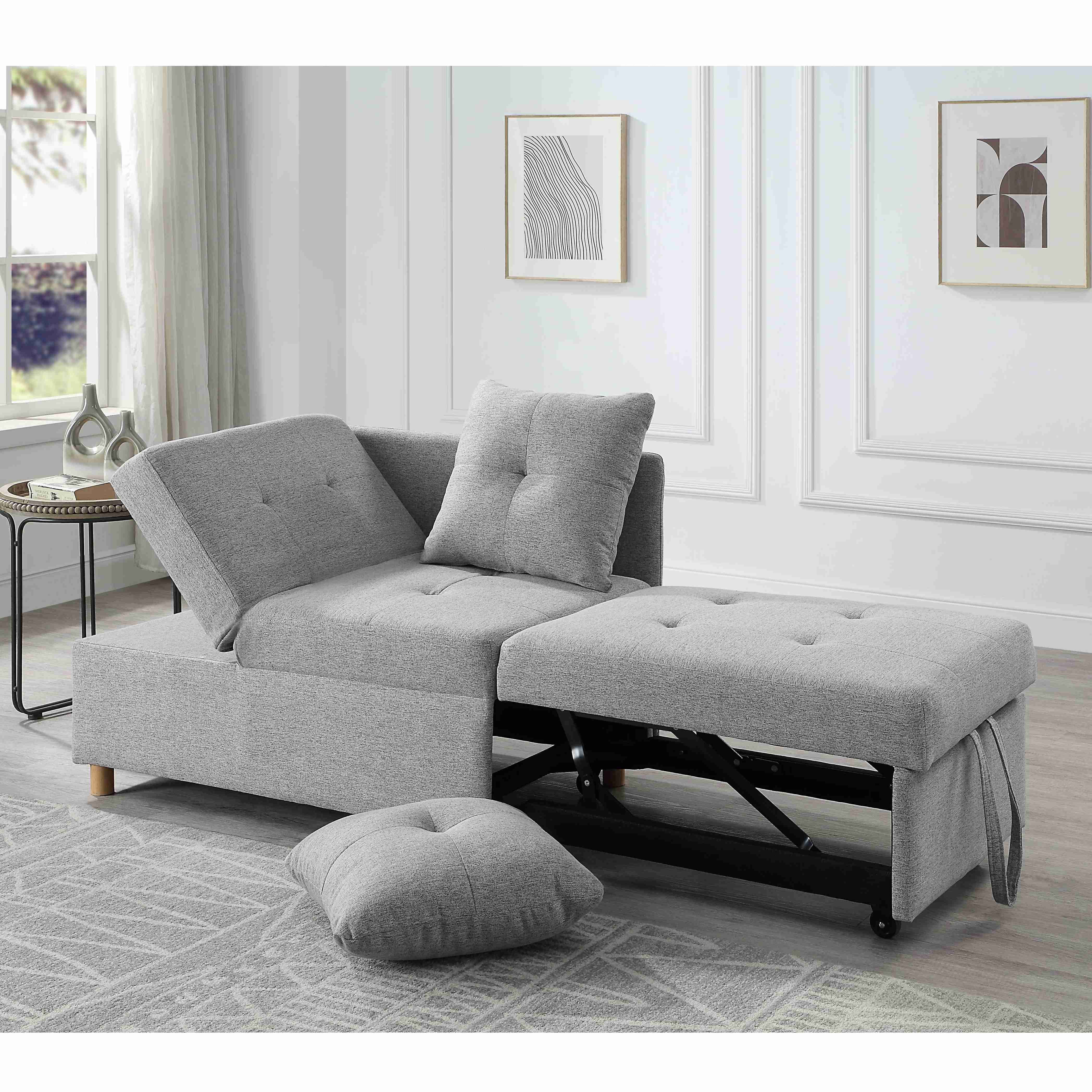 Llinc Store 3-in-1 Convertible Futon Sofa Bed with Adjustable Backrest ...