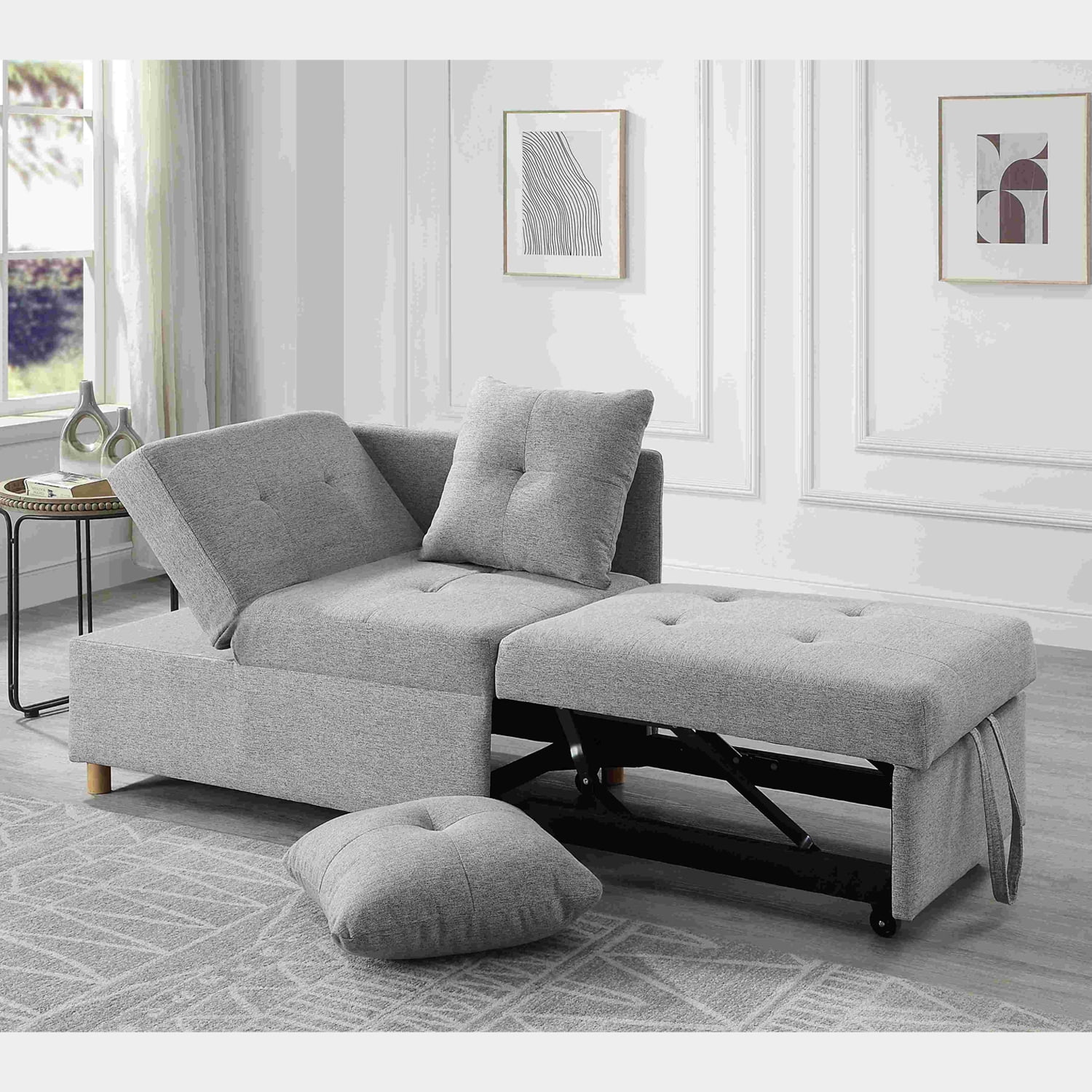 Llinc Store 3-in-1 Convertible Futon Sofa Bed with Adjustable Backrest ...