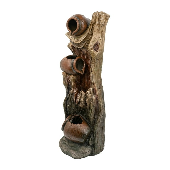 Llinc Store 37.8" Tall Decorative Water Pump 3 Tier Tree Trunk Fountain with Lights and Pump, Soothing Sound Waterfall for Relaxing & Calming, Brown