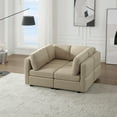 thumbnail image 1 of Llinc Store 62" x 56.9" Modular Sectional Sofa Couch Daybed with Storage, Sleeper Sofa Bed Couch with Reversible Chaise Ottomans, Adjustable Arms and Backs, Beige, 1 of 9