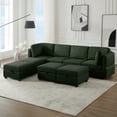 thumbnail image 1 of Llinc Store 7 Seater Modular Convertible Sectional Sofa Couch Conversation Set with Storage Ottoman Sectional Sofa Couch for Living Room, Adjustable Arms and Backs, Green, 1 of 9