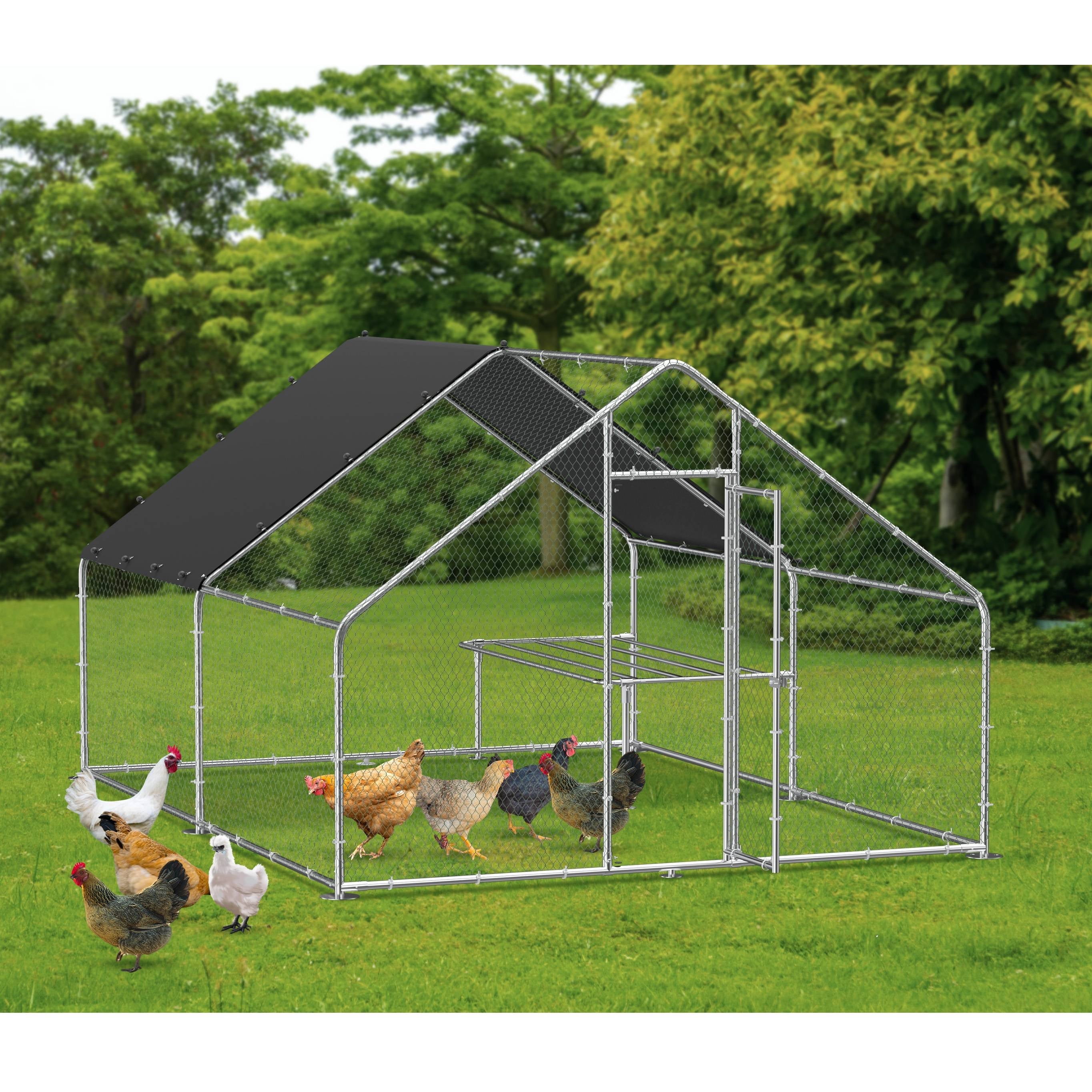 Llinc Store 9.8 * 13.1 Ft Large Chicken Coop With Roof, Metal Walk-In ...