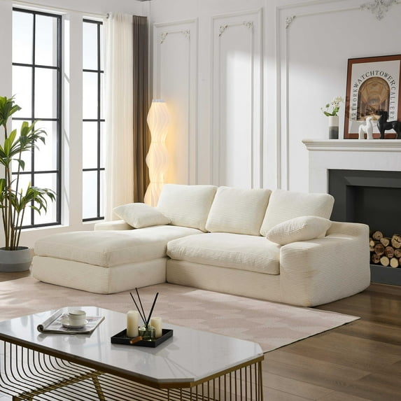 Llinc Store 99 x 69 Inch Modular Sectional Living Room Sofa Set, Free Combination Modern Minimalist Style Couch, Upholstered Sleeper Sofa, Installation-free Sofa, White
