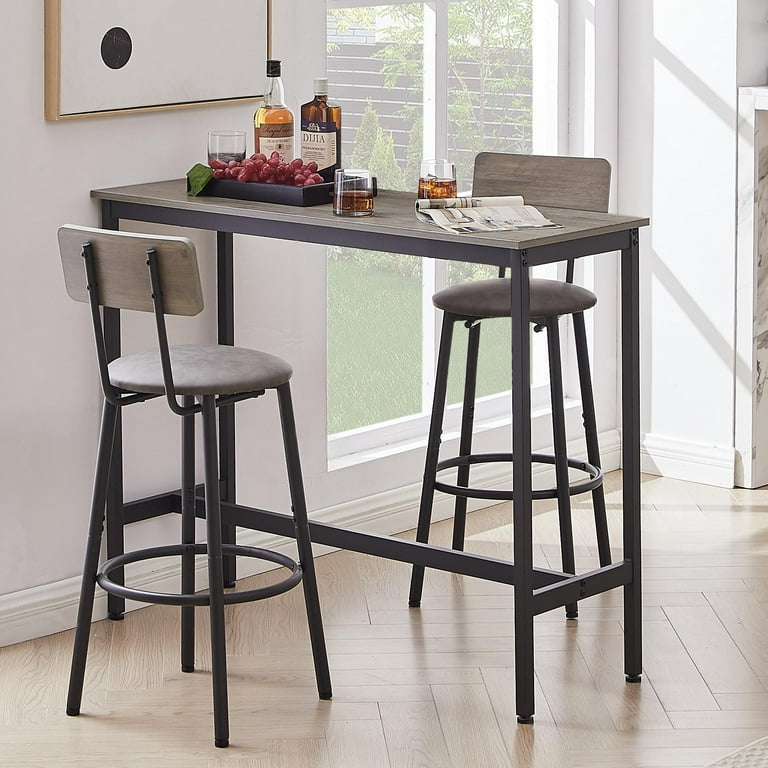 Llinc Store Against the Wall Dining Table Set for 2 3 Piece Pub Table with 2 Upholstered Backrest Chairs Counter Height Bar Table and Chairs Set