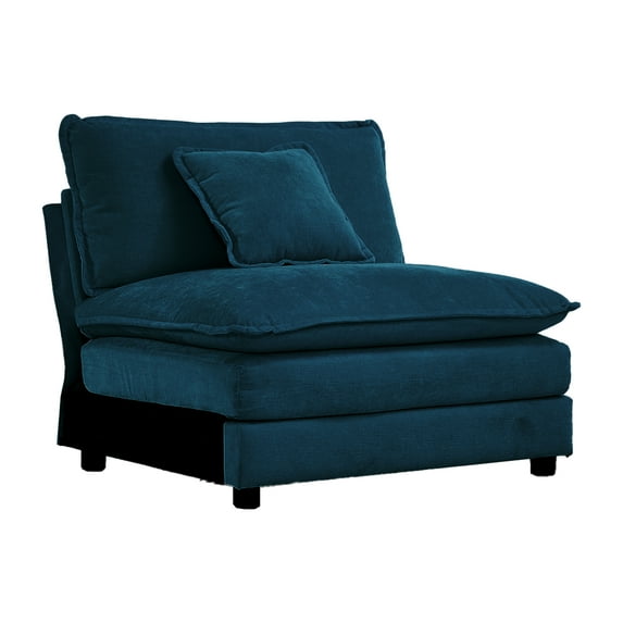Llinc Store Armless Deep Seat 1 Seater Chenille Fabric Sofa , Free Combination to Make Multiple Seats of Sofas, Blue