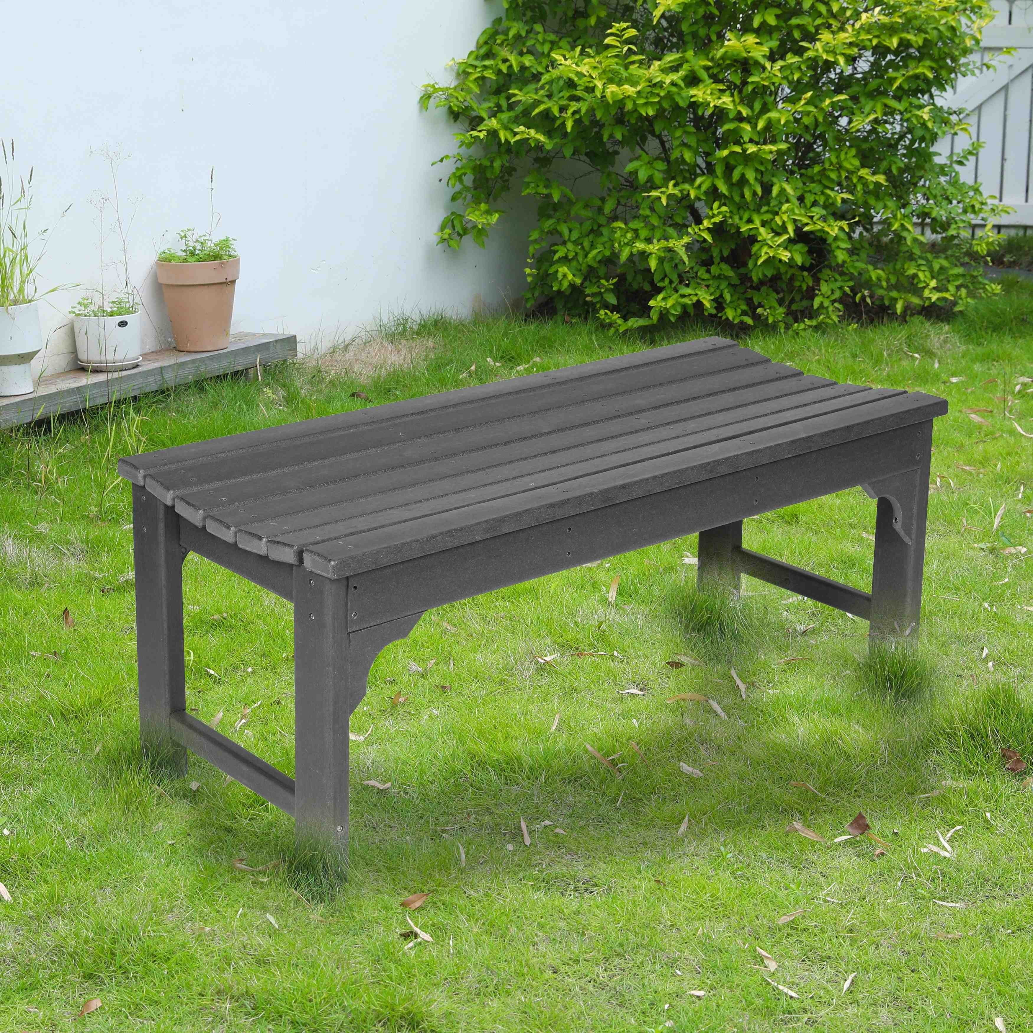 Poly Bench Llinc Store Backless HDPE Adirondack Bench with Wood Texture, Poly ...