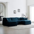 thumbnail image 1 of Llinc Store Chenille 3-Seater Modular Sofa with Footrest, 3 Seater L-Shaped Daybed Sectional Couch with 2 Ottoman, Day Bed for Living Room, Blue, 1 of 9