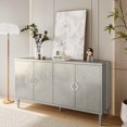 thumbnail image 1 of Llinc Store Combo 4-Door Buffet Storage Cabinet with Pine Legs and MDF, Modern Organizer Shoe Cabinet Sideboard for Living Room Bedroom, Kitchen, Champagne, 1 of 8
