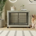 thumbnail image 1 of Llinc Store Dog Crate With Side Table, 3-Way Opening Dog Kennel Side Table On Wheels With Double Doors And Lift Top 43.7" W x 30" D x 31.1" H, Grey, 1 of 11
