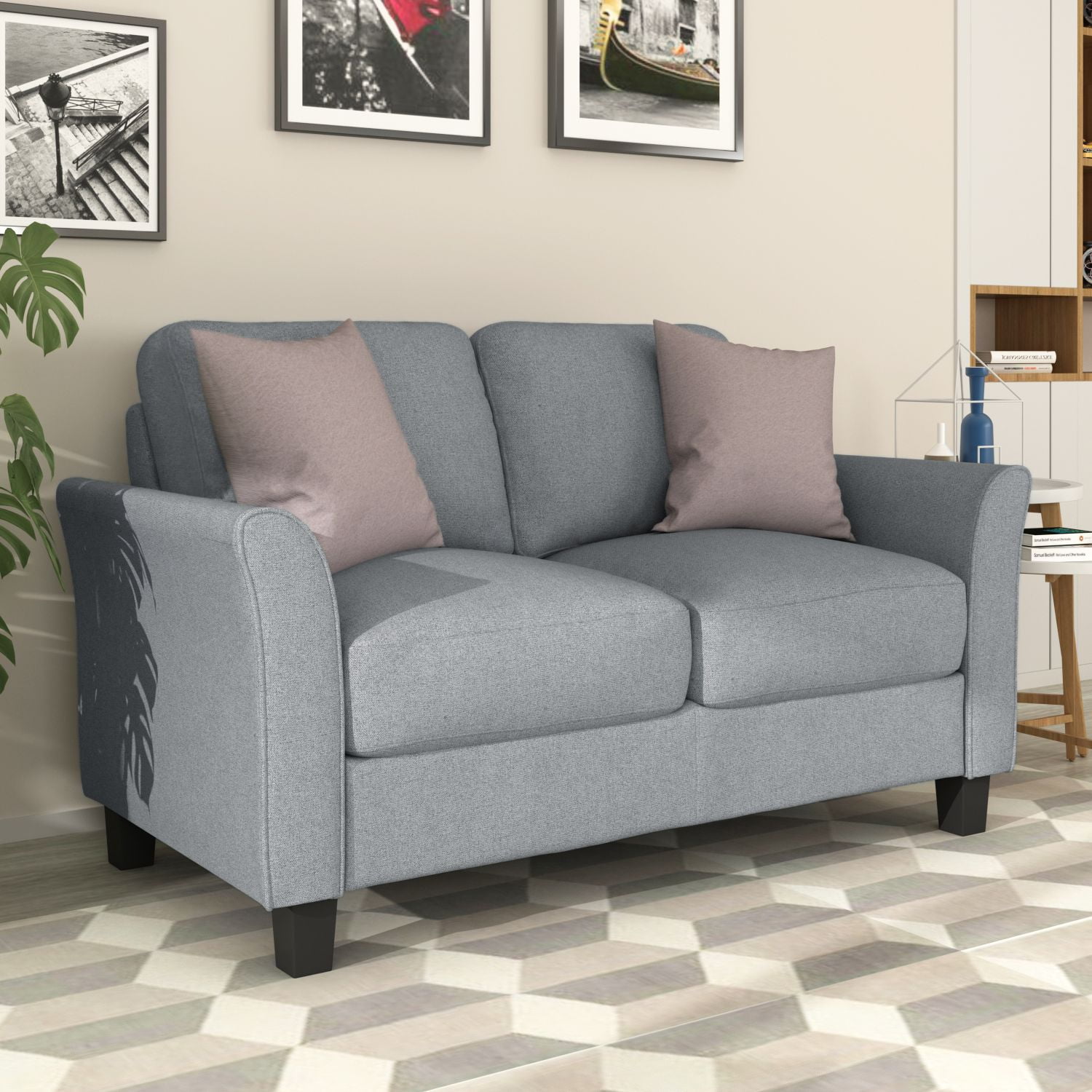 Llinc Store Modern 2-Seat Sofa Living Room Linen Fabric Loveseat Couch ...
