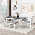 thumbnail image 1 of Llinc Store Modern 78 inch 6-Piece Extendable Dining Table Set 4 Upholstered Dining Chairs and Dining Bench 18" Butterfly Leaf Kitchen Breakfast/Dinner Furniture White, 1 of 6
