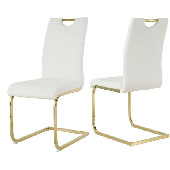 Llinc Store Modern Dining Chairs with Faux Leather Padded Seat Dining Living Room Chairs Upholstered Chair with Gold Metal Legs Design for Kitchen, Living, Bedroom, Dining Room Side Chairs Set of 2