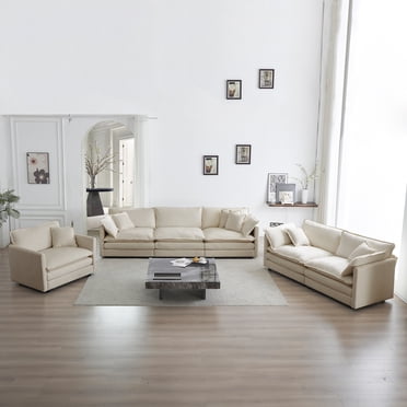 LINSY HOME Comfy Modern Large Living Room 27.5 Depth Modular Couch, 8 Seat Storage Sofas ...