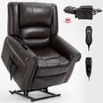 thumbnail image 1 of Llinc Store Power Lift Massage Recliner Chair, Heat Massage Dual Motor Infinite Position Up to 350 LBS, Genuine Leather, Heavy Duty Motion Mechanism with USB Ports, Brown, 1 of 10